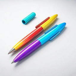 A high-quality 3D image of a single, cute, plastic pen designed for kids