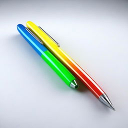 A high-quality 3D image of a single, short, plastic pen designed for kids