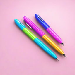 A high-quality 3D image of a single, short, plastic pen designed for kids