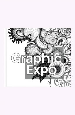 A square black and white album cover titled 'Graphic Expo', featuring intricate graphic drawings that showcase a variety of abstract textures