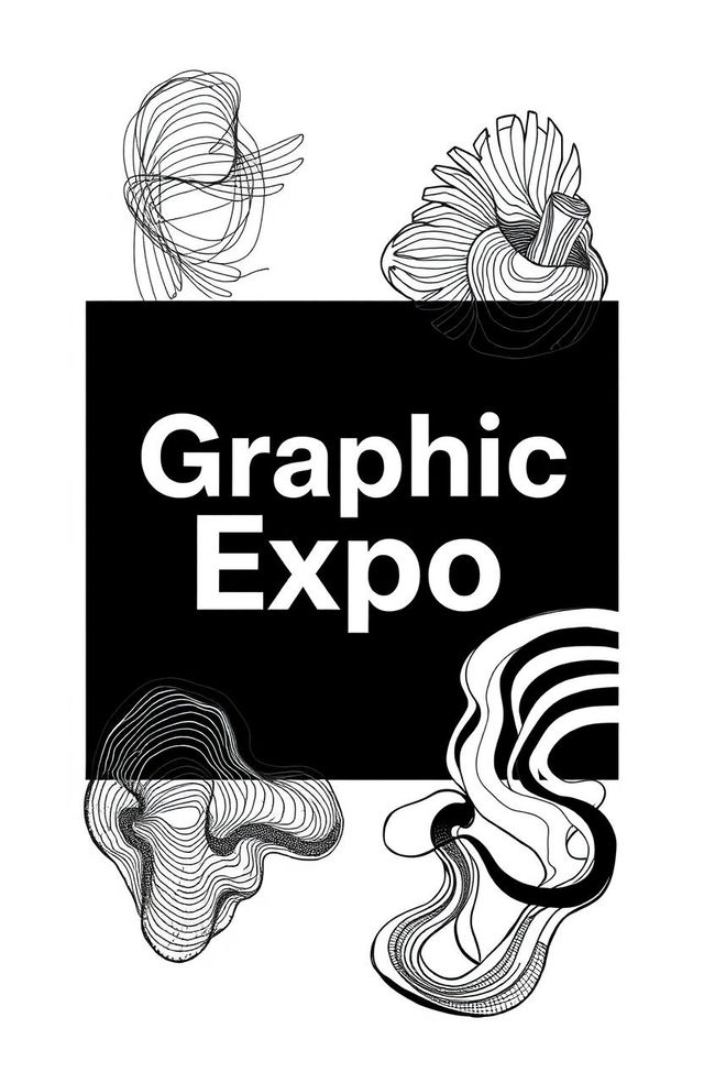 A square black and white cover for an art album titled 'Graphic Expo'