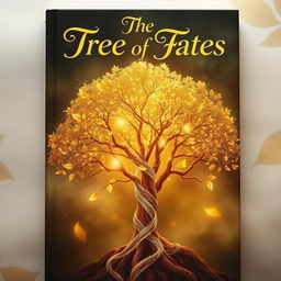 A captivating book cover for 'The Tree of Fates', featuring an elegantly designed title in intricate calligraphy at the top