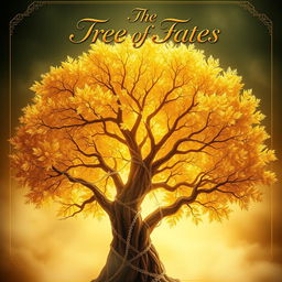 A captivating book cover for 'The Tree of Fates', featuring an elegantly designed title in intricate calligraphy at the top