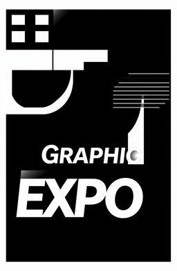 A square black and white cover for an art album titled 'Graphic Expo', showcasing modern graphic elements
