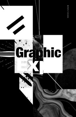 A striking black and white square cover design for an art album titled 'Graphic Expo'