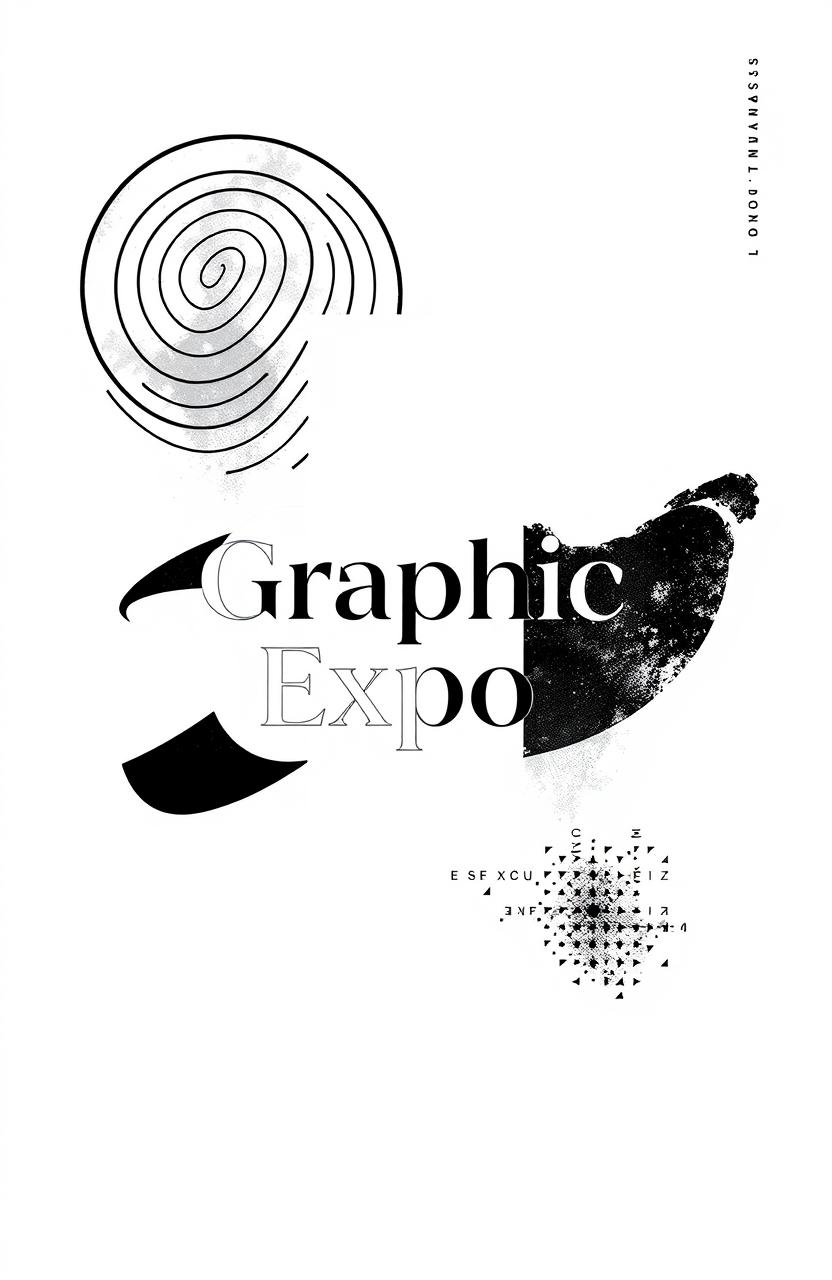 A square black and white cover design for an art album titled 'Graphic Expo'