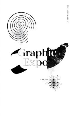 A square black and white cover design for an art album titled 'Graphic Expo'