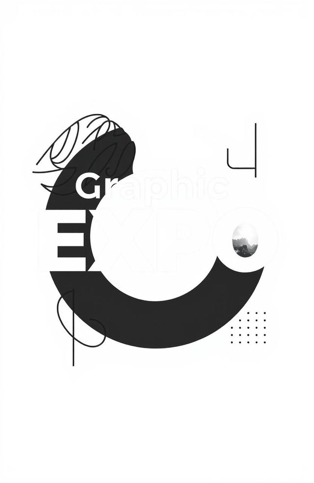 A square black and white cover design for an art album titled 'Graphic Expo'