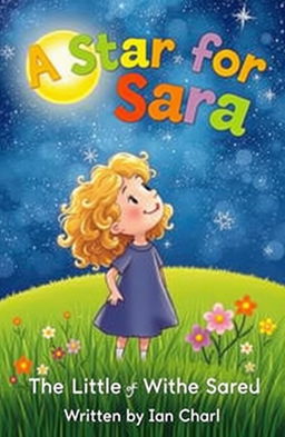 A whimsical cover illustration depicting a little girl named Sara with curly, golden hair and a sparkling smile