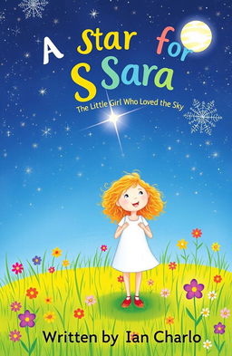 A whimsical cover illustration depicting a little girl named Sara with curly, golden hair and a sparkling smile