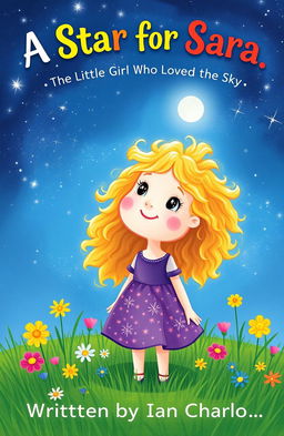 A whimsical cover illustration depicting a little girl named Sara with curly, golden hair and a sparkling smile