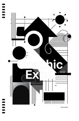 A square black and white cover for an art album titled 'Graphic Expo'