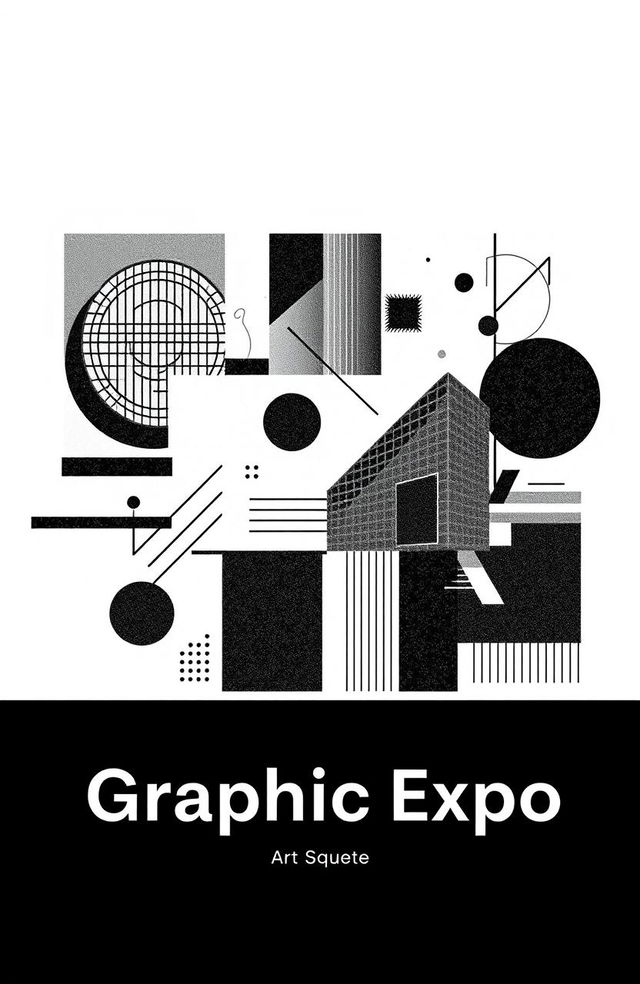 A square black and white cover for an art album titled 'Graphic Expo'