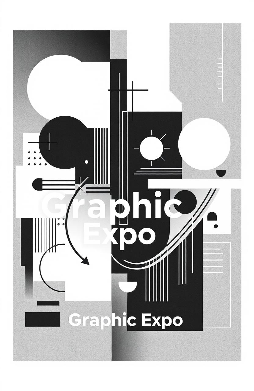 A square black and white cover for an art album titled 'Graphic Expo'