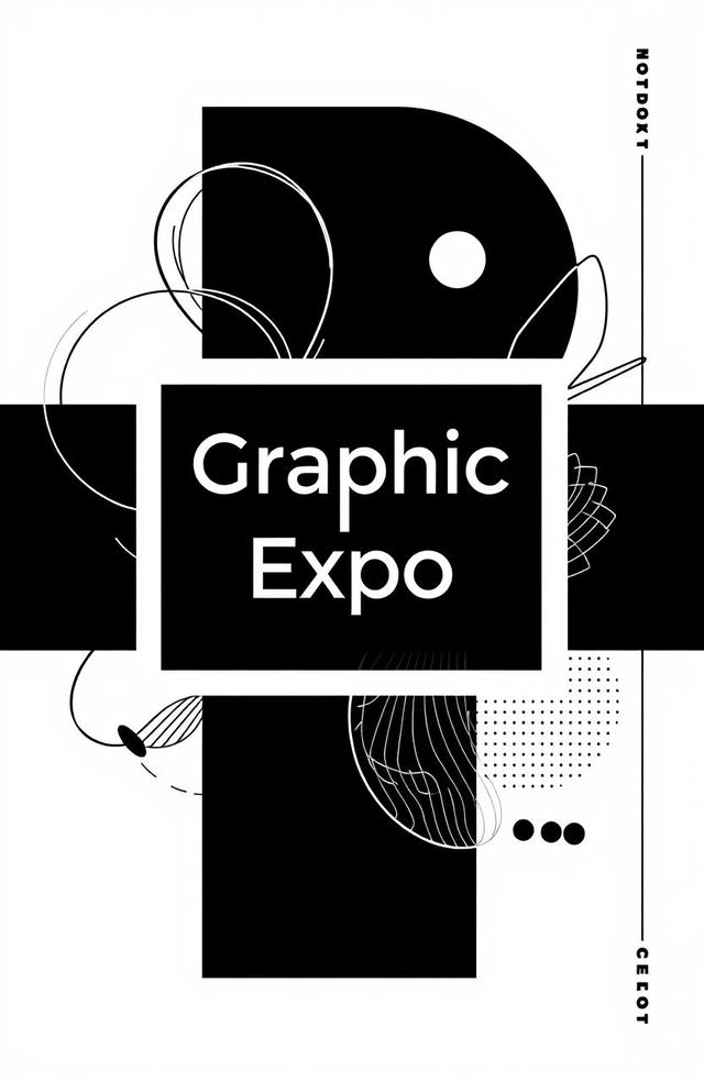 A stunning black and white square cover design for an art album titled 'Graphic Expo'