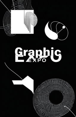 A stunning black and white square cover design for an art album titled 'Graphic Expo'