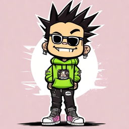 A high-quality digital art image of a character named 'Edgie', featuring a unique mix of punk and street style