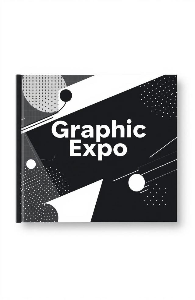 A square black and white cover design for an art album titled 'Graphic Expo'