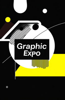A square black and white cover design for an art album titled 'Graphic Expo'