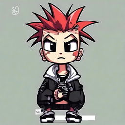 A high-quality digital art image of a character named 'Edgie', featuring a unique mix of punk and street style