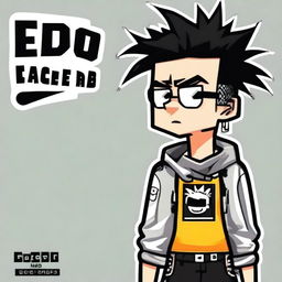 A high-quality digital art image of a character named 'Edgie', featuring a unique mix of punk and street style