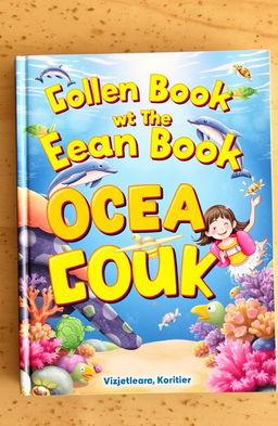 A whimsical children's book cover featuring a colorful underwater scene with friendly sea creatures like dolphins and turtles encouraging playful exploration