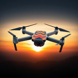 A Mavic drone designed in the style of a chevron pattern, featuring bold and dynamic geometric shapes that resemble classic military insignia