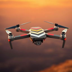 A Mavic drone designed in the style of a chevron pattern, featuring bold and dynamic geometric shapes that resemble classic military insignia