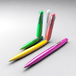 A high-quality 3D image of a single, short, plastic pen