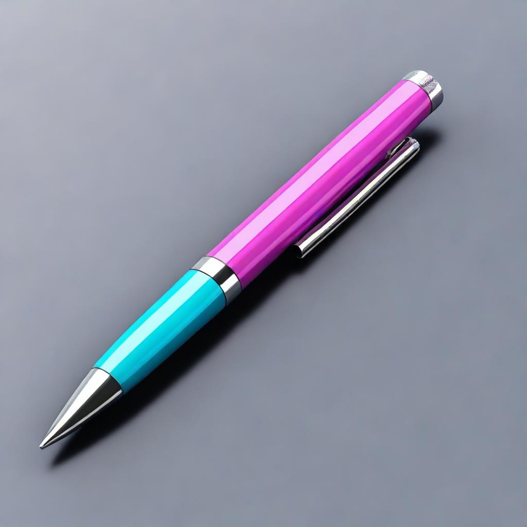 A high-quality 3D image of a single, short, plastic pen