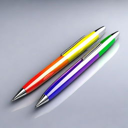 A high-quality 3D image of a single, short, plastic pen