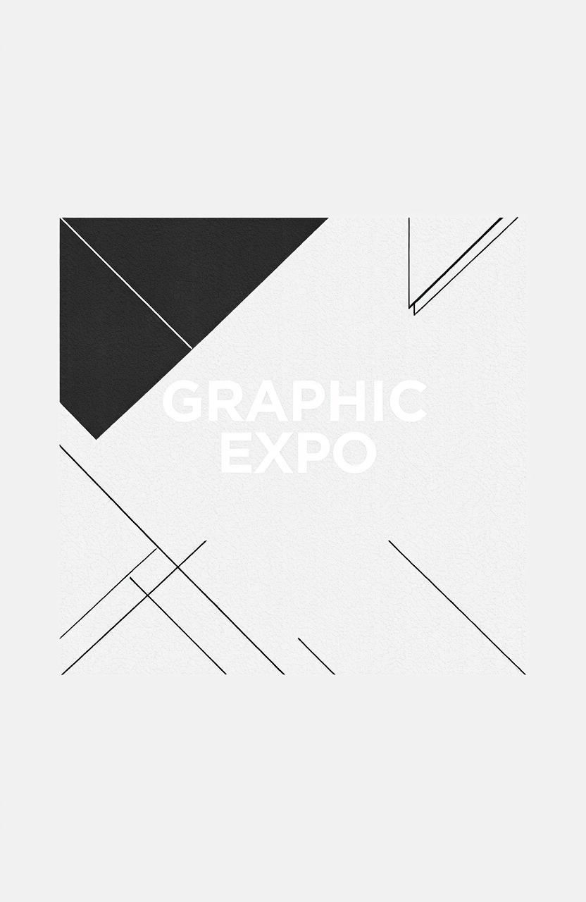 A square black and white cover design for a graphic album titled 'Graphic Expo'