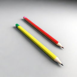 A high-quality 3D image of a single, short, plastic pencil