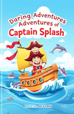A beautifully illustrated cover for a children's book titled "The Daring Adventures of Captain Splash"
