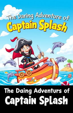 A beautifully illustrated cover for a children's book titled "The Daring Adventures of Captain Splash"