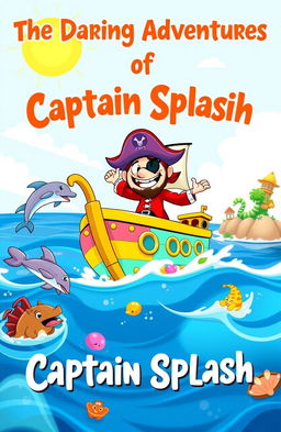 A beautifully illustrated cover for a children's book titled "The Daring Adventures of Captain Splash"