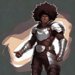 A high-quality digital art piece of a young adult male technomancer with dark olive skin and a thick afro