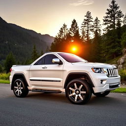 A modified 2010 Jeep Grand Cherokee Limited, showcasing a striking white and black color scheme