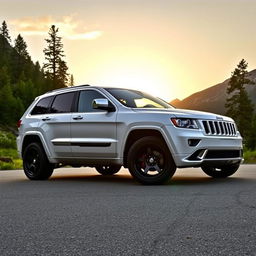 A modified 2010 Jeep Grand Cherokee Limited, showcasing a striking white and black color scheme