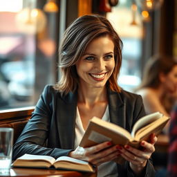 A confident 35-year-old American woman, exuding self-assurance and elegance