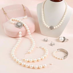 A stunning collection of pearl wearables, including necklaces, bracelets, earrings, and rings