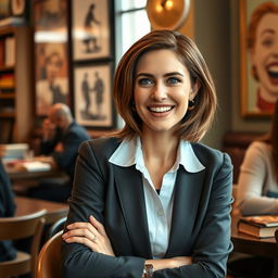 A confident 35-year-old American woman, radiating self-assurance and grace