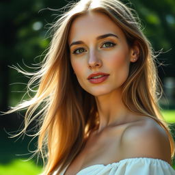 A 35-year-old American woman with a natural style, showcasing her light skin and minimal makeup, presenting a fresh and approachable appearance