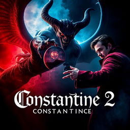 A compelling poster focusing on the supernatural elements for 'Constantine 2'