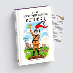 A beautifully designed book cover for the 'First Philippine Republic' featuring a striking front cover illustration