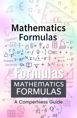 A beautifully designed cover for a mathematics formulas book, showcasing an array of intricate mathematical formulas and symbols in a vibrant and engaging layout