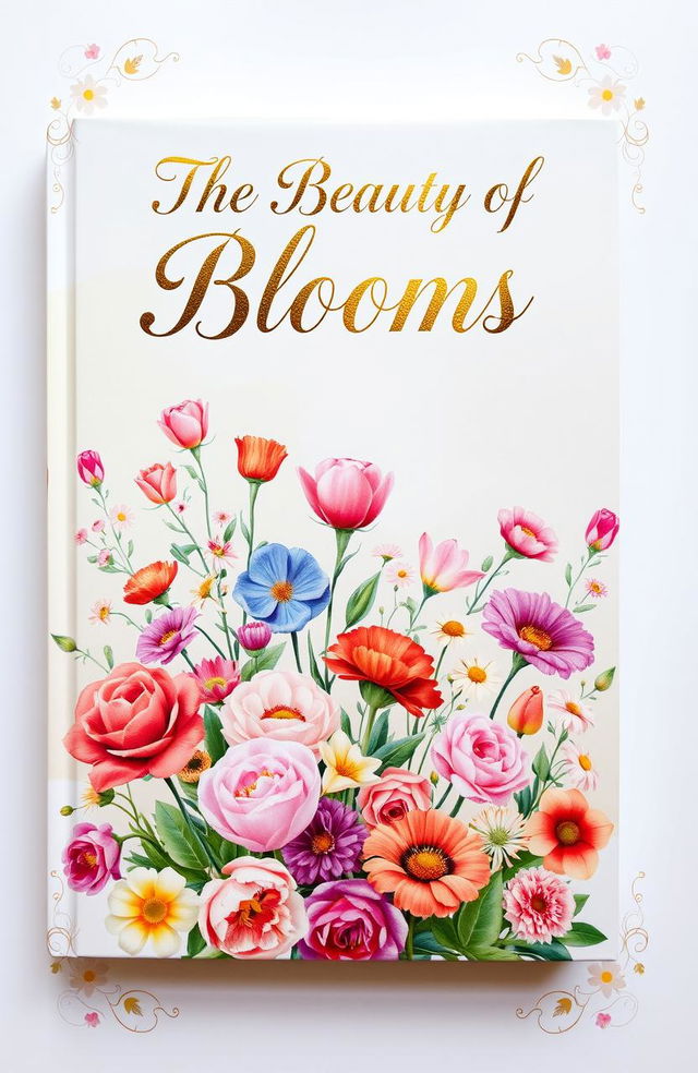 A beautifully illustrated book cover showcasing a vibrant array of flowers in full bloom, including roses, tulips, and daisies