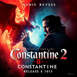 A striking movie poster focusing on the supernatural element, featuring a powerful depiction of a demon engaging in a fierce battle against an evil force