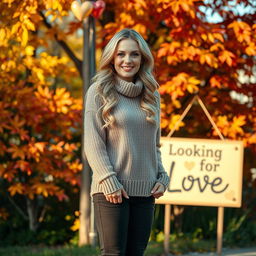 A 40-year-old American woman with long wavy blonde hair and blue eyes, depicted in a full-body view