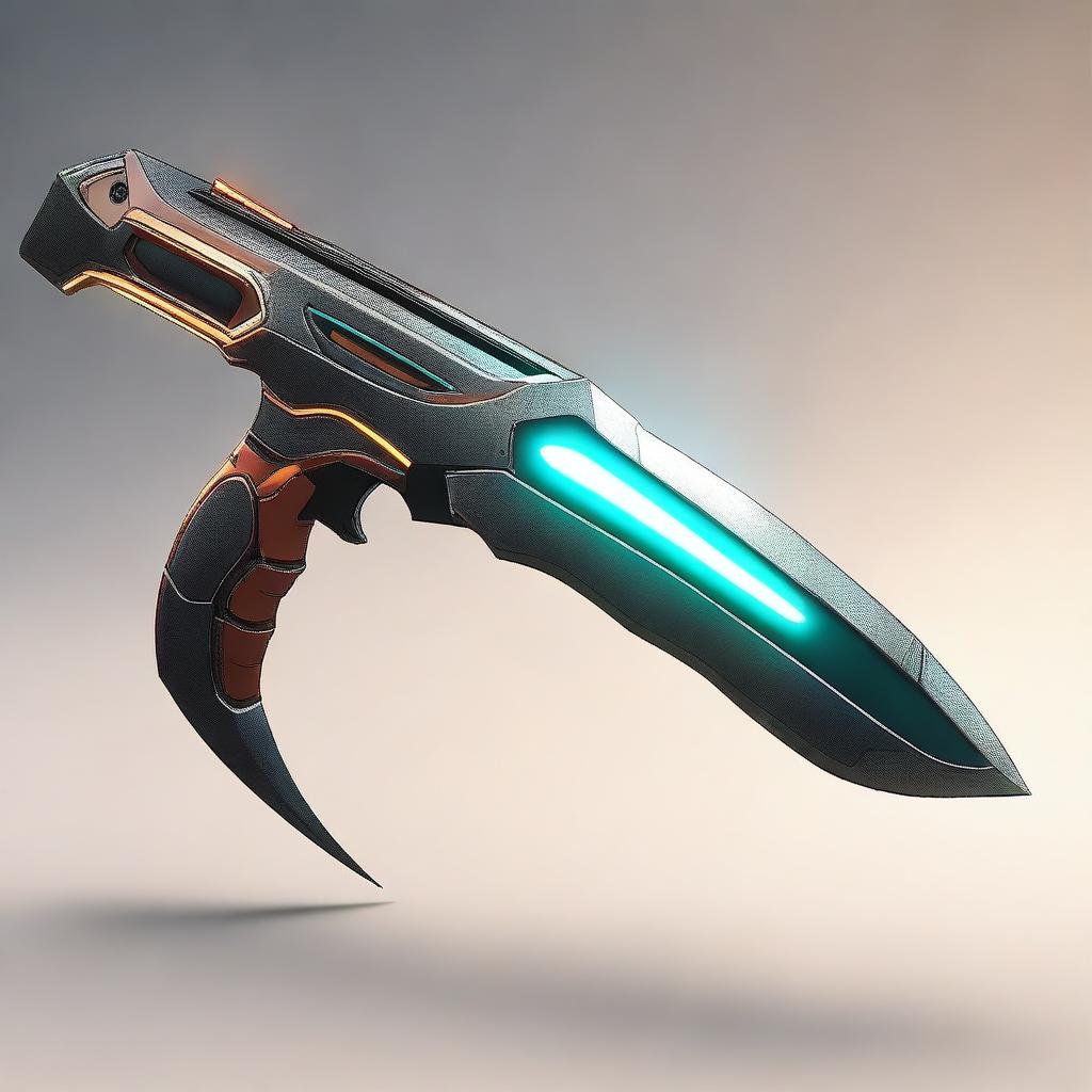 The Sickle, a concept for a futuristic weapon that combines the shape of a traditional sickle with the power of a gun